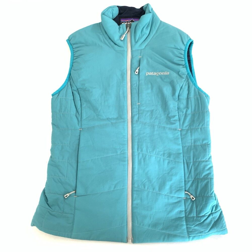 Patagonia Nano-Air Vest Women XS Teal Blue Puffer Full Zip Hiking Outdoor‎ Gorp
